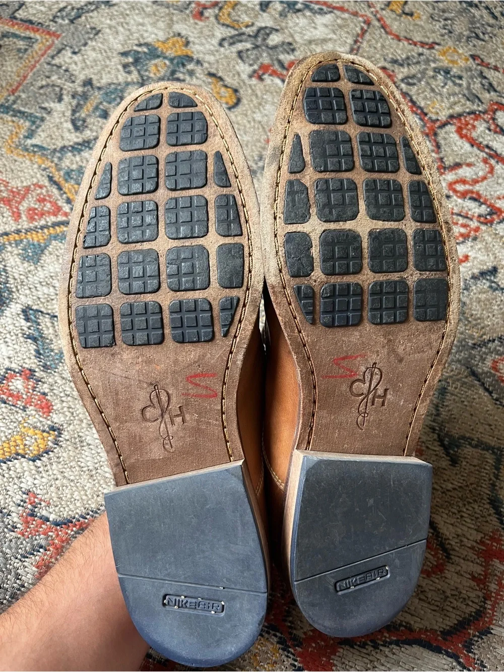 Cole Haan Tan Leather Derby Shoes with Dark Brown Laces Size 10